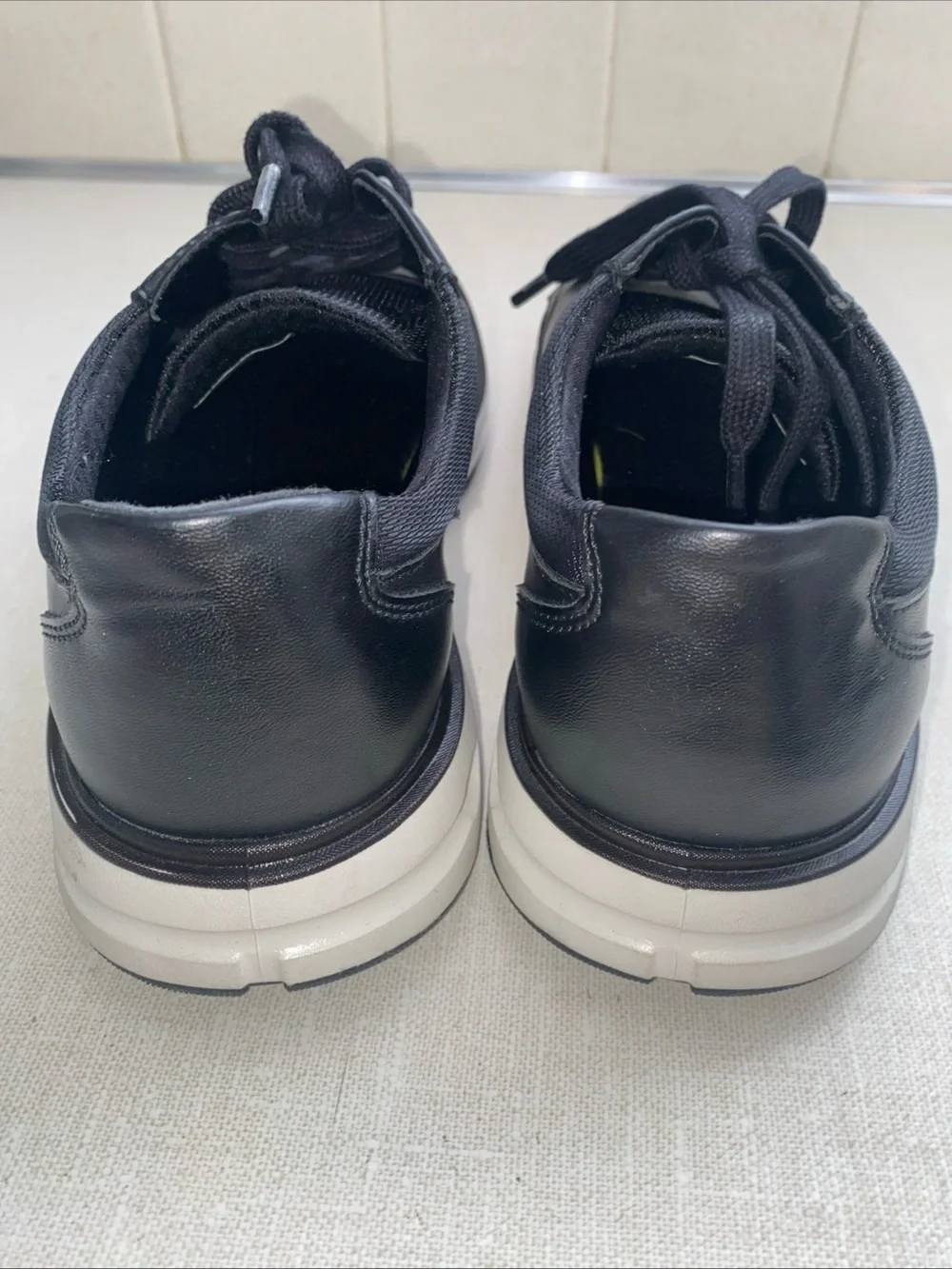 Land's End Sport Oxford Men's 8 Black Faux Leather Comfort Casual Dress Shoes
